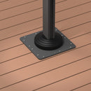Black steel patio cantilever umbrella base. PURPLE LEAF patio shade, durable design, secure deck mounting.