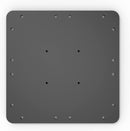 Black powder-coated steel patio cantilever umbrella base with pre-drilled holes for secure mounting.