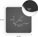 PURPLE LEAF Patio Umbrella Base dimensions. Black steel plate, 15.75"x15.75" and 0.39" thick. Includes key measurements.
