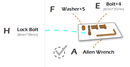 Replacement screw package components for patio umbrella including bolts, washers, and Allen wrench