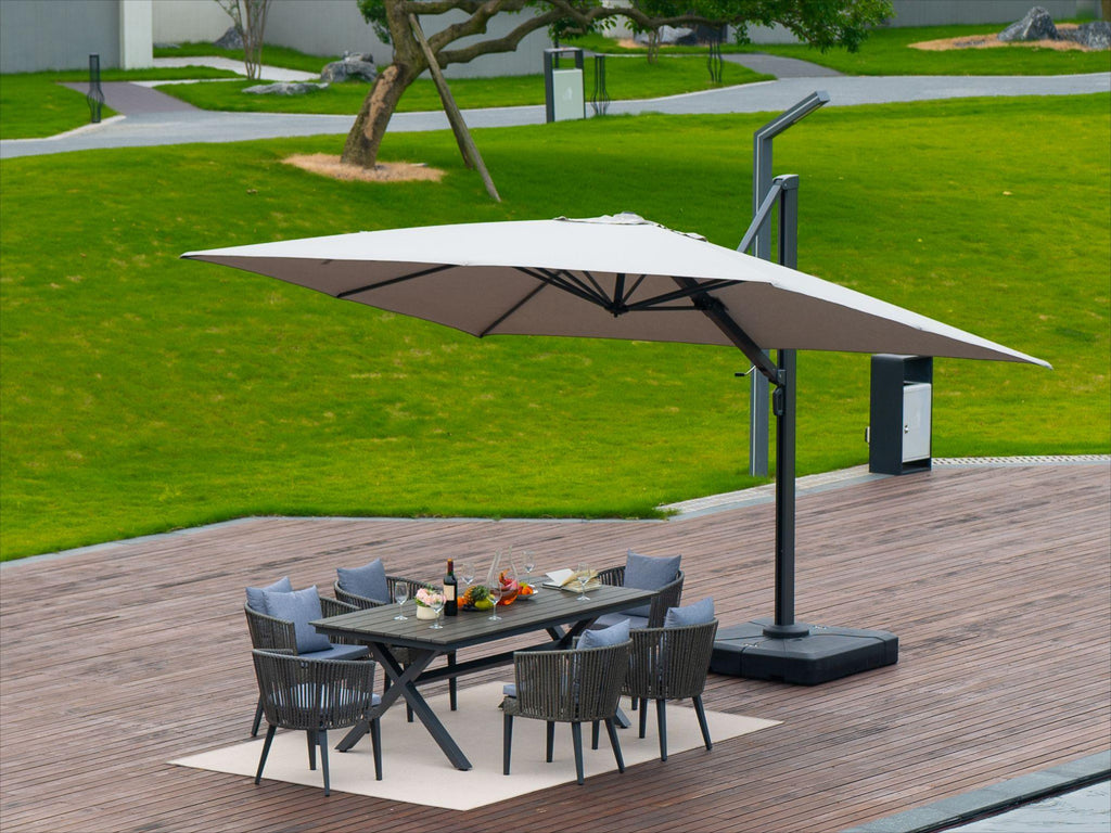 4-5 foot umbrella for bistro patio table Best Choice Products 10ft Offset Hanging Outdoor Market w/ Easy Tilt Adjustment keeping you in a cool shaded spot when the sun is out Italian Bistro 6-foot Acrylic Striped