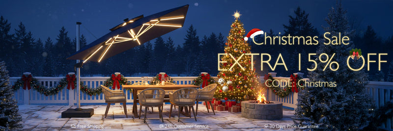 christmas tree shop patio umbrella Yaheetech 7.5FT Outdoor Table Umbrella designed to transform any outdoor space into a sunny retreat Snowing Trees & Decor |
