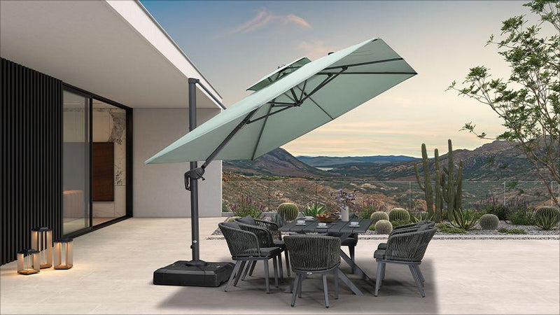 buying a patio umbrella PURPLE LEAF 15x9ft Double-Sided Rectangular Outdoor Market with Base, Light Grey shielding you from harmful 98% UV rays while enjoying your time outdoors Treasure Garden 7.5 Foot Octagon