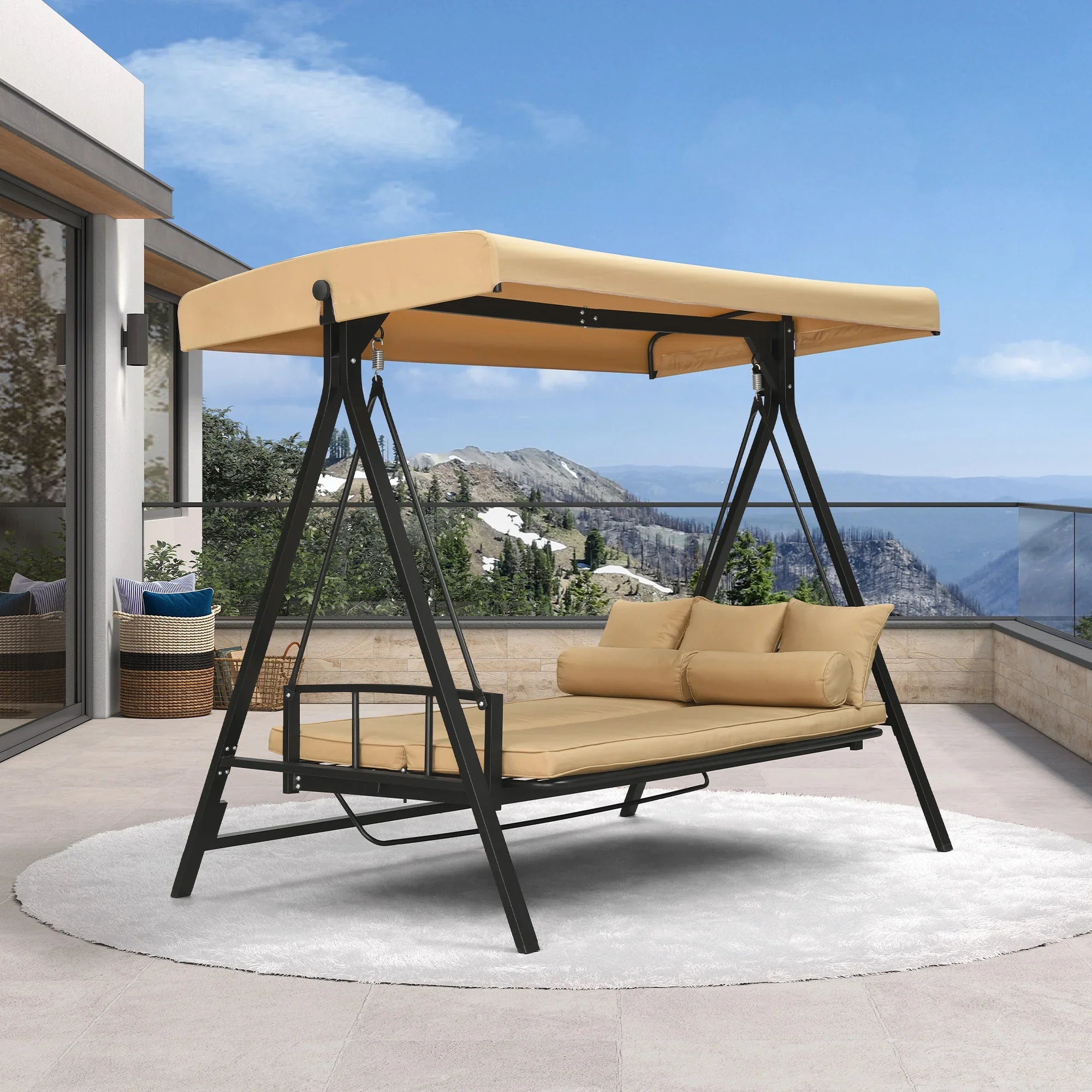 Balancing Shade and Wind Lift on Freestanding Canopy Patio Swings