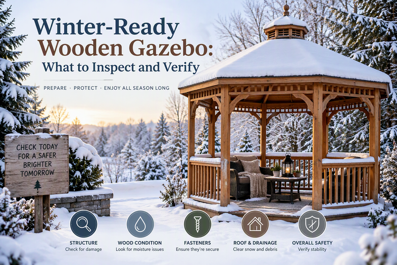 Winter-Ready Wooden Gazebo: What to Inspect and Verify