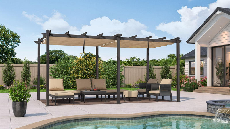 retractable pergola to extend the outdoor recreation season