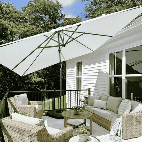 basic patio umbrella Wisteria Lane Outdoor Umbrella, Market Umbrella, Large Outdoor Umbrella, Metal Pole with Push Button Tilt and Crank, Polyester Canopy, Light Blue : Patio, Lawn & Garden your guests How to Get All-Day Shade