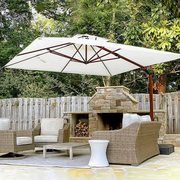 artsy patio umbrellas Jardinico Giant Sidepost Crank Lift Umbrella JCP.401 Jardinico Aluminum Quad Side Jardinico Aluminum Quad Side Post