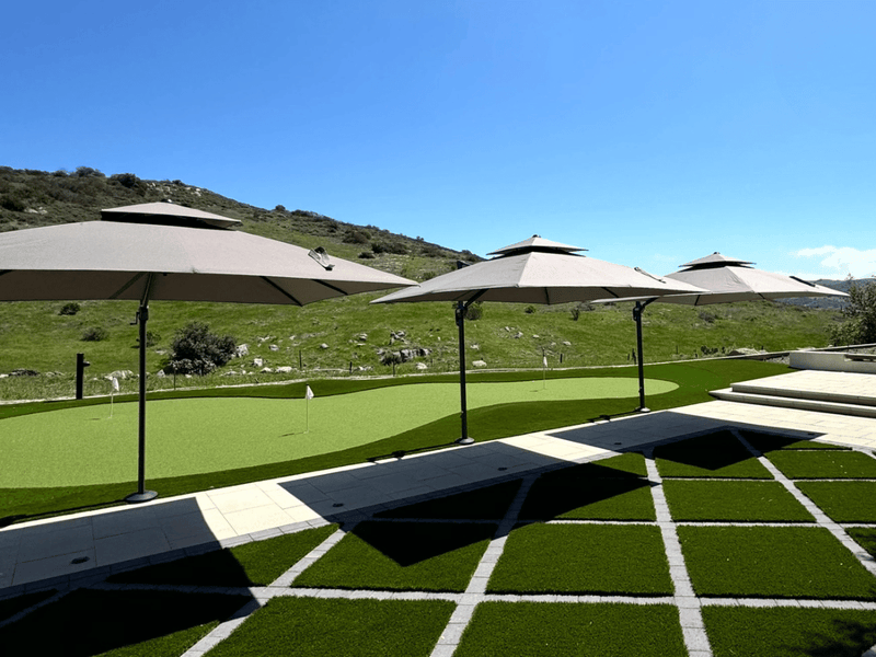 charcoal patio umbrella Galtech 9 Ft. Bar Height Octagonal Aluminum Patio Market Umbrella W/ Crank  Lift And Auto Tilt