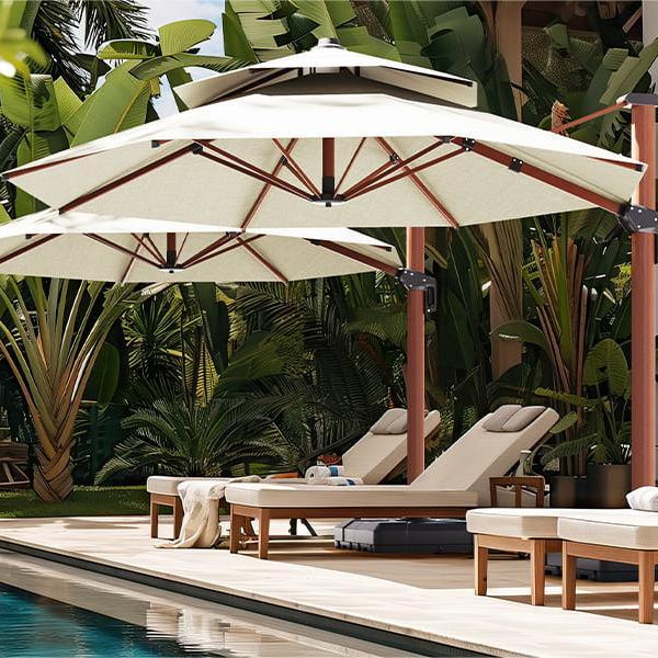 electric patio umbrella heater Outdoor Heaters for Electric Only Waterproof Infrared for Patio, Commercial and Residential Household. Household: Storage Fast Heating size_and_size2:156cm Wide The Cobden 9' Round