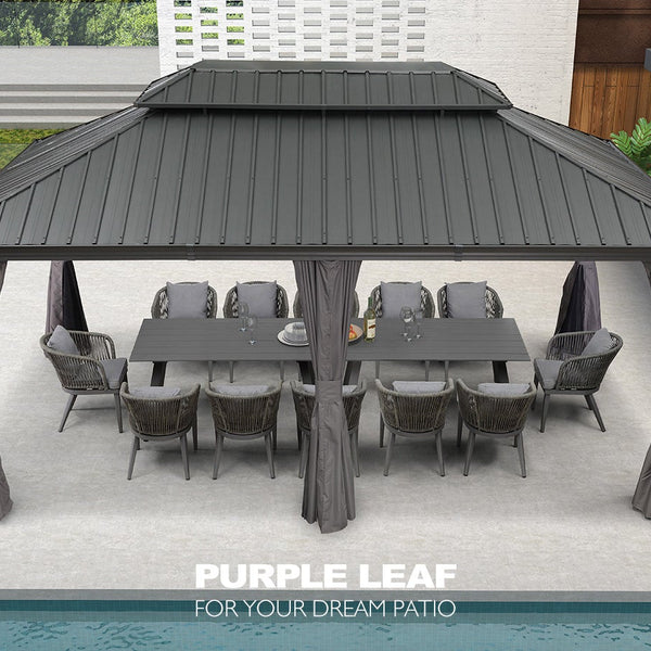 12' x 18' Gazebo | Hardtop Patio with Curtains & Netting