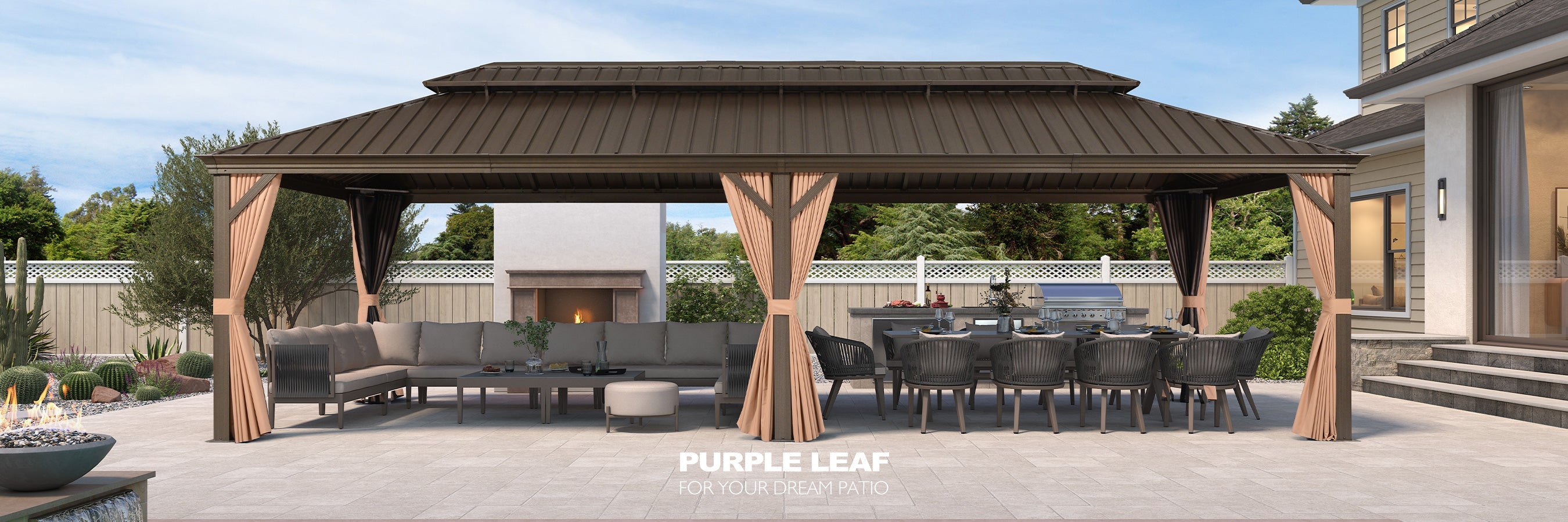 12' x 28' Hardtop Gazebo | Double Roof Aluminum Pavilion