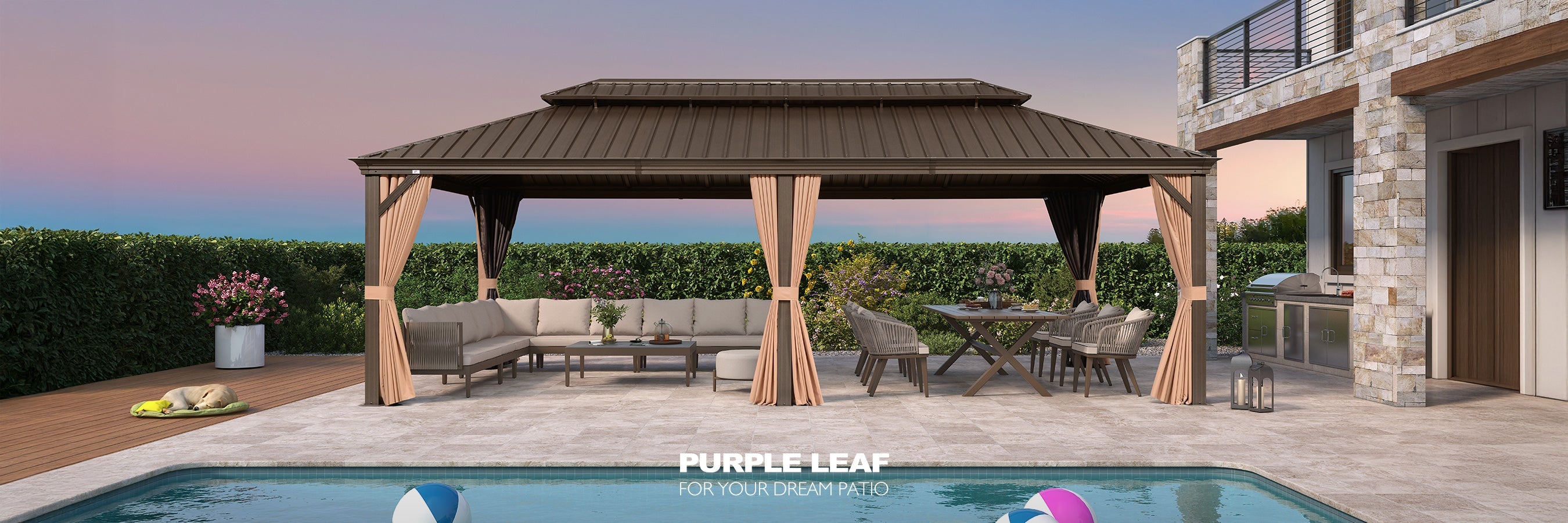 玄葉　パルカ 13' x 20' Gazebo | Hardtop Patio Pavilion for Backyard