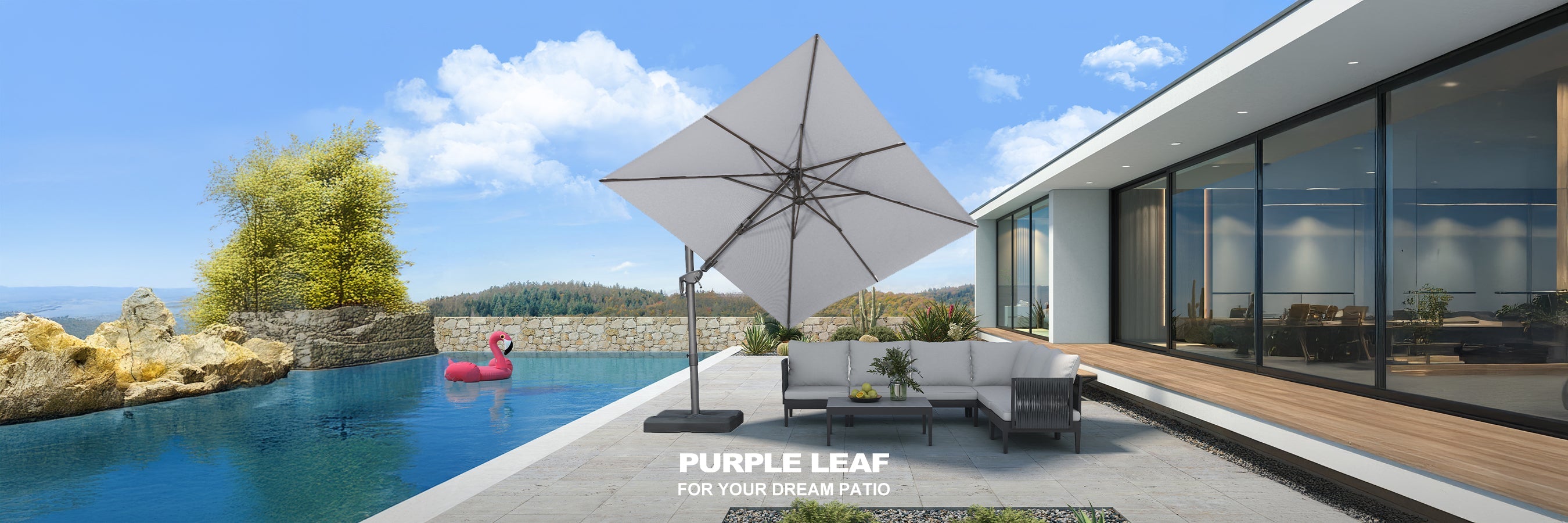 best patio umbrellas for uva and uvb protection HOMSHADE 10FT Solar LED Cantilever Umbrella with Base Included, Beige Featuring a sturdy all Patbrela 10ft Cantilever Patio Umbrella,