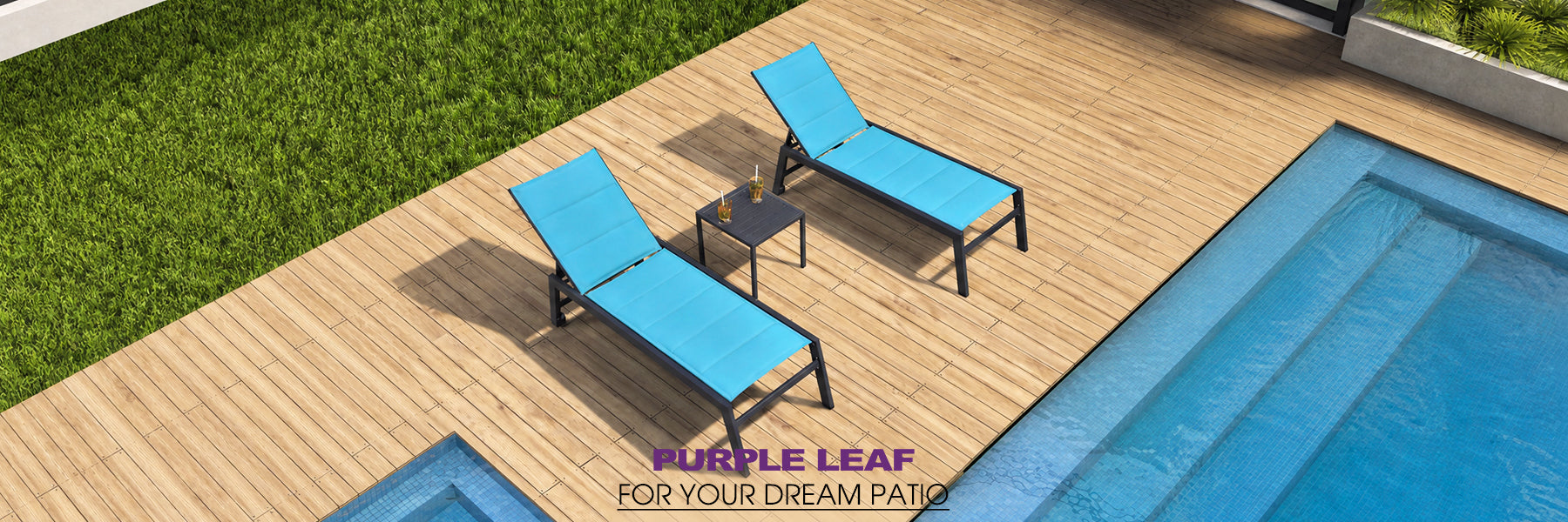 Blue Chaise Lounge - Purple Leaf Garden