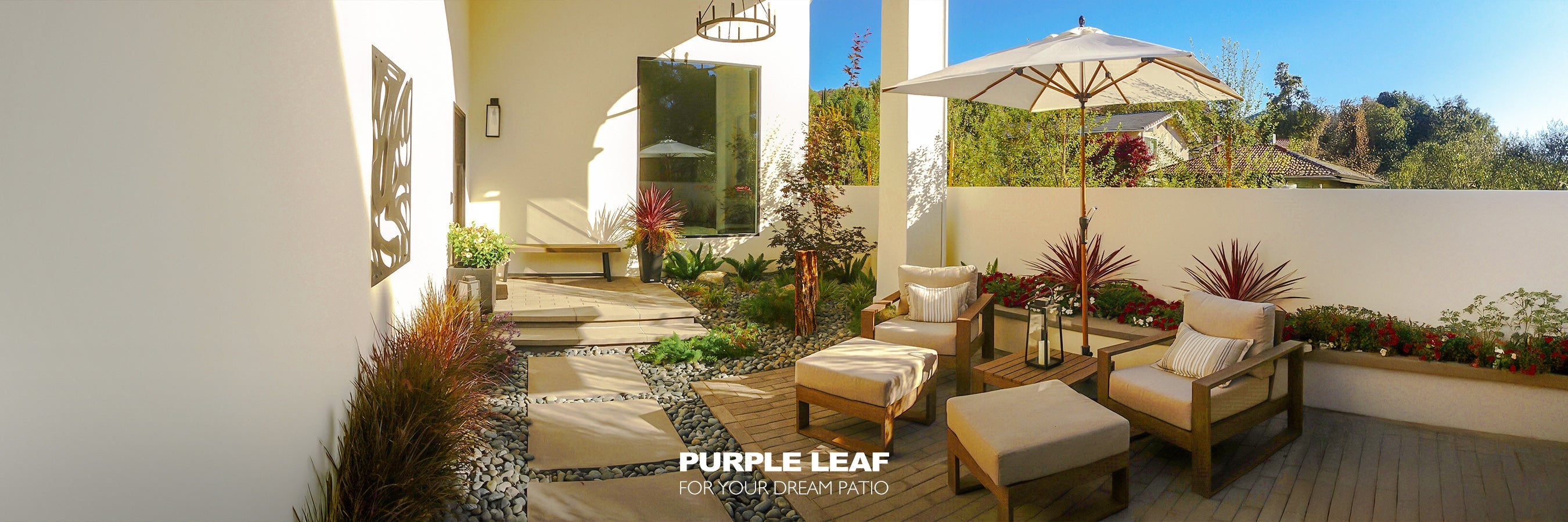 Market Umbrella - Purple Leaf Garden