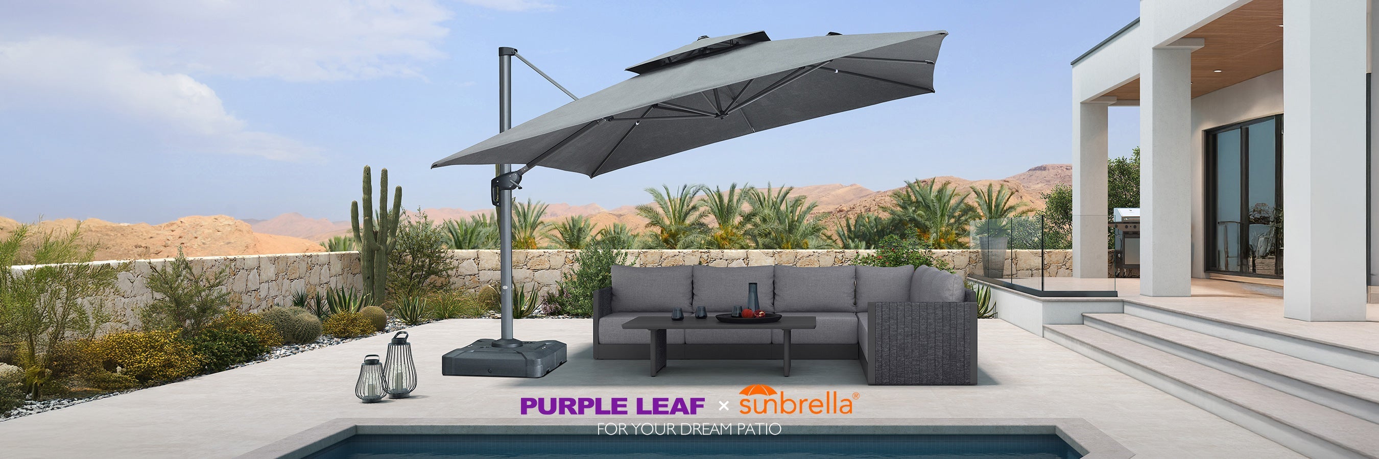 gray sunbrella patio umbrella Tilt Compatible with our rustproof aluminum market frames sold separately Premium Patio Umbrellas | UV