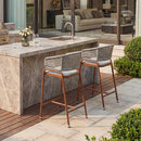 PURPLE LEAF Modern Outdoor Bar Stools Set of 2 Rattan Bar Stools with Back and Cushions Aluminum Patio Bar Stools for Kitchen , Patio, Garden