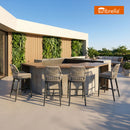 PURPLE LEAF Patio Sunbrella Bar Stools Set of 2  Rattan Bar Aluminum Bar Stool Outdoor Barstools with Back and Cushion for Garden Kitchen Island