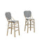 Clearance-PURPLE LEAF Modern Bar Stool Set of 2, Woven Counter Stools with Back, Bistro Bar Stools