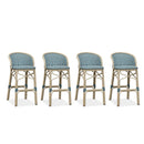 PURPLE LEAF Outdoor Bar Stools Set of 2 Rattan Patio Tall Bar Chairs Aluminum Frame with Back Barstools for Kitchen Garden Backyard Bistros Restaurant