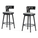PURPLE LEAF Outdoor Swivel Bar Stools Set of 2 Metal Modern Rattan Bar Chairs with Backrest Aluminum Woven Barstools with Cushions