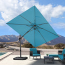 PURPLE LEAF Lateral Tilt Patio Umbrella with Base, 360° Swivel Cantilever Umbrella with Stand