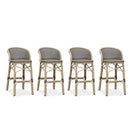PURPLE LEAF Outdoor Bar Stools Set of 2 Rattan Patio Tall Bar Chairs Aluminum Frame with Back Barstools for Kitchen Garden Backyard Bistros Restaurant