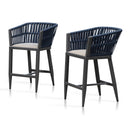 PURPLE LEAF Outdoor Bar Stools Set of 2 for Overweight Wicker Rattan Patio Barstools Woven Modern Bar Chairs with Backrest and Cushions for Garden Outside