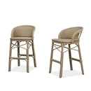 PURPLE LEAF Outdoor Bar Stools Set of 2 Rattan Patio Tall Bar Chairs Aluminum Frame with Back Barstools for Kitchen Garden Backyard Bistros Restaurant
