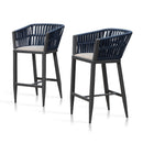 PURPLE LEAF Outdoor Bar Stools Set of 2 for Overweight Wicker Rattan Patio Barstools Woven Modern Bar Chairs with Backrest and Cushions for Garden Outside