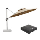 PURPLE LEAF Large Round Patio Cantilever Umbrella With Base for Deck, Pool, Backyard