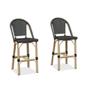 PURPLE LEAF Patio French Counter Stool Set of 2 Outdoor Backrest Barstools Aluminum Frame Woven Rattan for Indoor Kitchen Garden Balcony Restaurant