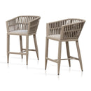 PURPLE LEAF Outdoor Bar Stools Set of 2 for Overweight Wicker Rattan Patio Barstools Woven Modern Bar Chairs with Backrest and Cushions for Garden Outside