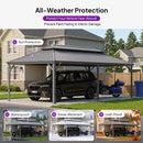 PURPLE LEAF Light Grey Metal Carport with Galvanized Steel Roof Heavy Duty Permanent Outdoor Car Shelter