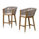 PURPLE LEAF Outdoor Bar Stools Set of 2 for Overweight Wicker Rattan Patio Barstools Woven Modern Bar Chairs with Backrest and Cushions for Garden Outside