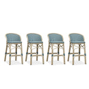 PURPLE LEAF Outdoor Bar Stools Set of 2 Rattan Patio Tall Bar Chairs Aluminum Frame with Back Barstools for Kitchen Garden Backyard Bistros Restaurant