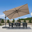 PURPLE LEAF Lateral Tilt Patio Umbrella with Base, 360° Swivel Cantilever Umbrella with Stand