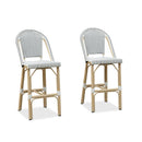 PURPLE LEAF Patio French Counter Stool Set of 2 Outdoor Backrest Barstools Aluminum Frame Woven Rattan for Indoor Kitchen Garden Balcony Restaurant