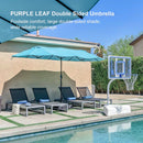 PURPLE LEAF Table Umbrella Double Sided Rectangular Patio Market Umbrella with Base