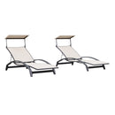 PURPLE LEAF Patio Lounge Chair with Canopy Shade Outdoor Chaise Lounge Chair Set of 2 for Lawn Poolside Backyard Sunbathing Tanning Chairs with Arm