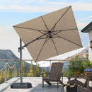 PURPLE LEAF Lateral Tilt Patio Umbrella with Base, 360° Swivel Cantilever Umbrella with Stand