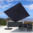 PURPLE LEAF Lateral Tilt Patio Umbrella with Base, 360° Swivel Cantilever Umbrella with Stand