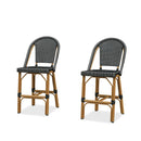 PURPLE LEAF Patio French Counter Stool Set of 2 Outdoor Backrest Barstools Aluminum Frame Woven Rattan for Indoor Kitchen Garden Balcony Restaurant