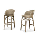 PURPLE LEAF Outdoor Bar Stools Set of 2 Rattan Patio Tall Bar Chairs Aluminum Frame with Back Barstools for Kitchen Garden Backyard Bistros Restaurant