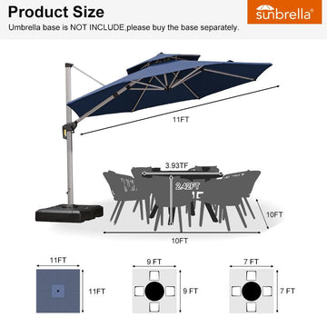 11ft Round Sunbrella Cantilever Umbrella 11ft Round Sunbrella Cantilever Umbrella