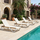 PURPLE LEAF Patio Lounge Chair Set White Chaise Lounge Chairs Five-Position Adjustable Plastic Stackable Chaise for Pool Sunbathing Beach Deck Outdoor