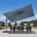 PURPLE LEAF Lateral Tilt Patio Umbrella with Base, 360° Swivel Cantilever Umbrella with Stand