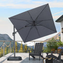 PURPLE LEAF Lateral Tilt Patio Umbrella with Base, 360° Swivel Cantilever Umbrella with Stand
