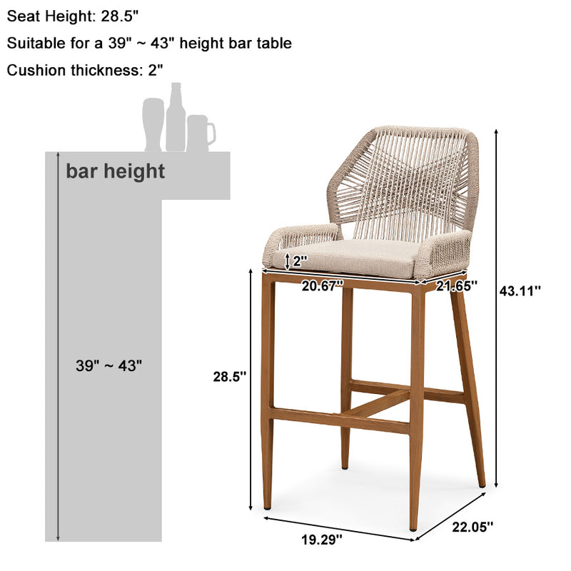 PURPLE LEAF Bar Stool Set of 2, Modern Counter Stool & Bar Stools with Cushions, Isand Bar Stools.